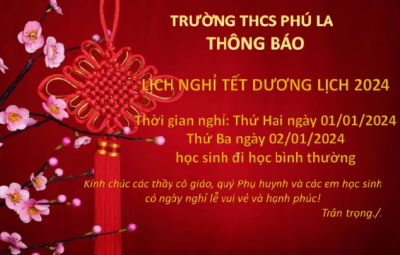 THÔNG BÁO LỊCH NGHỈ TẾT DƯƠNG LỊCH